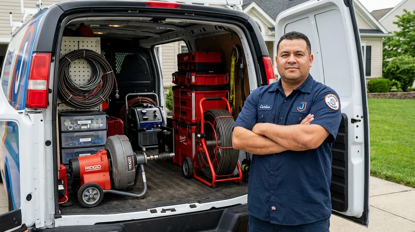 Professional drain cleaning equipment and Johns Plumbing LLC plumber in Knob Noster