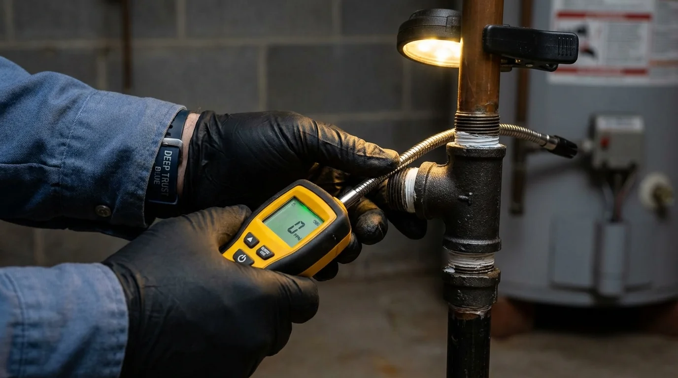 Gas leak detection with electronic sniffer by Johns Plumbing LLC in Knob Noster